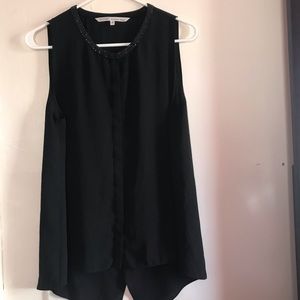 Rachel Roy black shirt open back beaded neck.